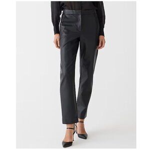 J. Crew Kate Straight Leg High Rise Pants Faux Leather Black Size 6 NWT